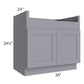RTA Graphite Grey Shaker 36" Farm Sink Base Cabinet with Farm Sink L-Brackets