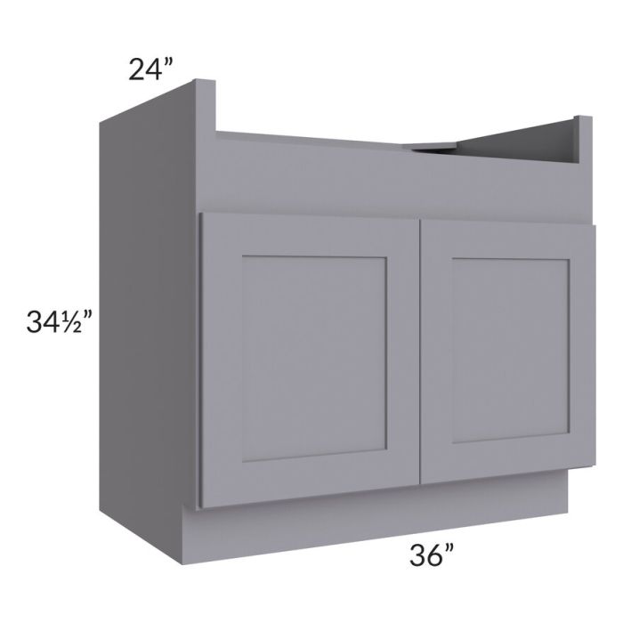 RTA Graphite Grey Shaker 36" Farm Sink Base Cabinet with Farm Sink L-Brackets