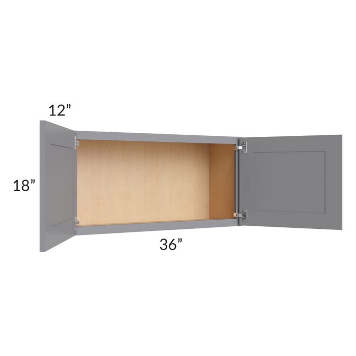 RTA Graphite Grey Shaker 36" x 18" Wall Cabinet with 1 Decorative End Panel