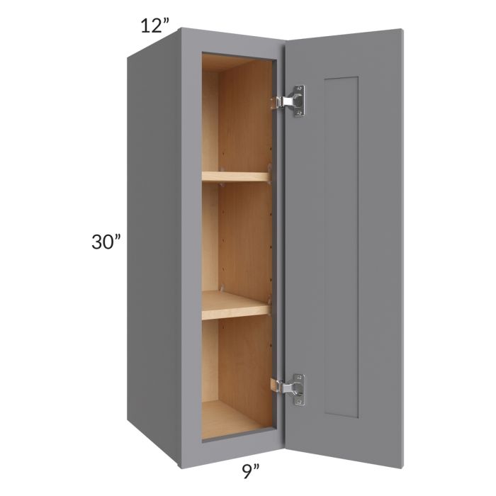 RTA Graphite Grey Shaker 9" x 30" Wall Cabinet with 2 Decorative End Panels