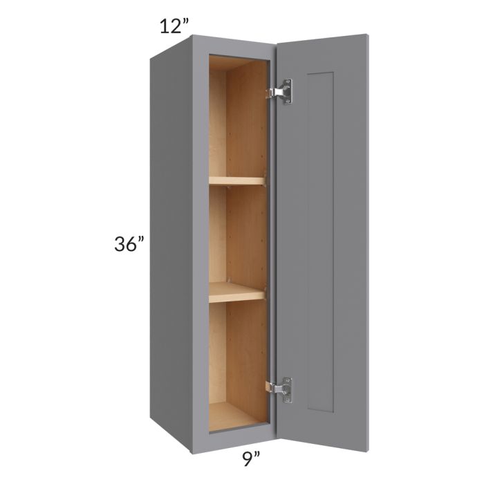 RTA Graphite Grey Shaker 9" x 36" Wall Cabinet with 2 Decorative End Panels