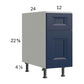 RTA Harbor Navy 12" 2-Drawer Desk Base Cabinet with 1 Finished End Panel