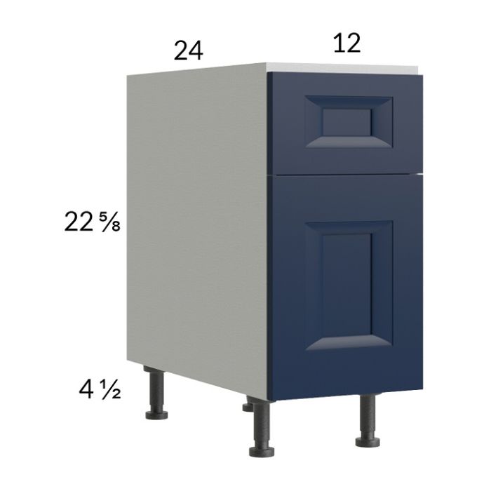 RTA Harbor Navy 12" 2-Drawer Desk Base Cabinet with 1 Finished End Panel
