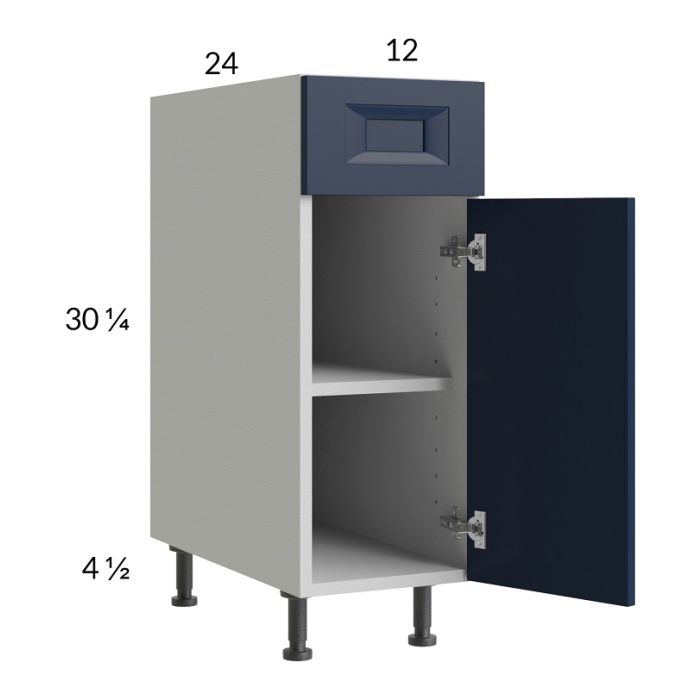 RTA Harbor Navy 12" Base Cabinet with 1 Finished End Panel