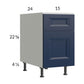 RTA Harbor Navy 15" 2-Drawer Desk Base Cabinet with 1 Finished End Panel