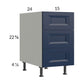 RTA Harbor Navy 15" 3-Drawer Desk Base Cabinet with 2 Finished End Panels
