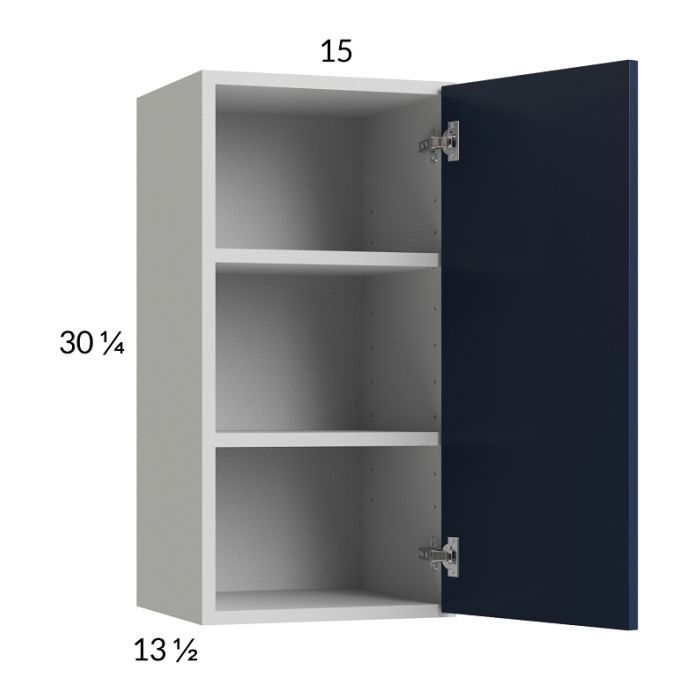 RTA Harbor Navy 15" x 30-1/4" Wall Cabinet with 1 Finished End Panel
