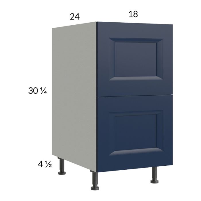 RTA Harbor Navy 18" 2-Drawer Base Cabinet with 1 Finished End Panel
