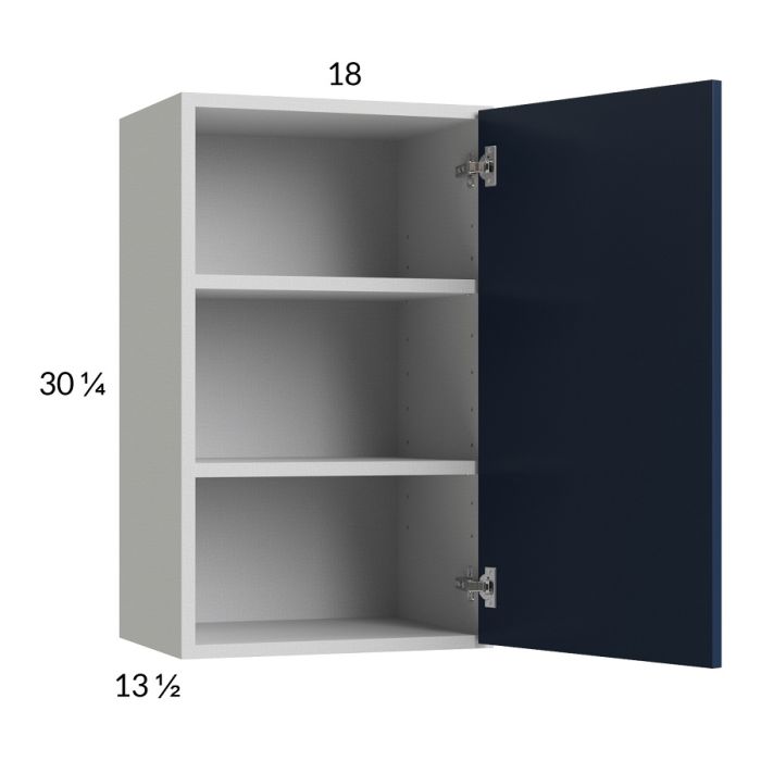 RTA Harbor Navy 18" x 30-1/4" Wall Cabinet with 1 Finished End Panel