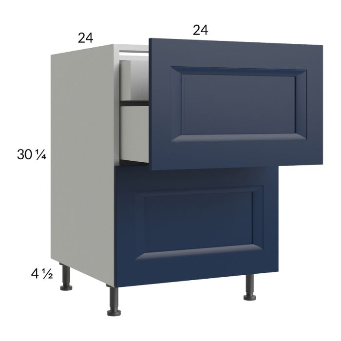 RTA Harbor Navy 24" 2-Drawer Base Cabinet with 1 Inner Drawer with 1 Finished End Panel