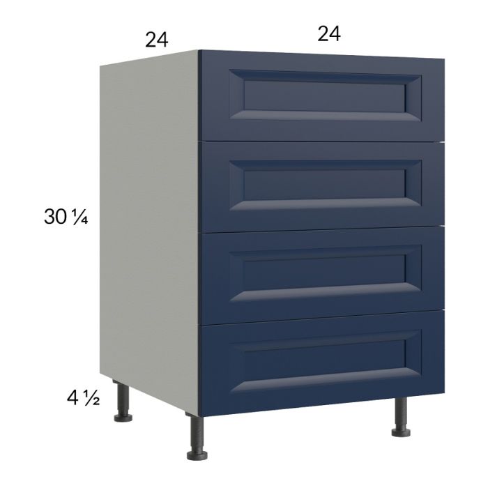 RTA Harbor Navy 24" 3-Drawer Range Base Cabinet with 1 False Drawer Front