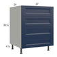 RTA Harbor Navy 27" 3-Drawer Range Base Cabinet with 1 False Drawer Front