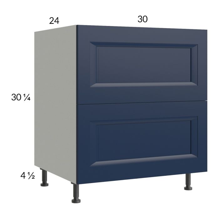 RTA Harbor Navy 30" 2-Drawer Base Cabinet with 1 Finished End Panel