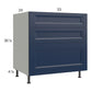RTA Harbor Navy 33" 3-Drawer Base Cabinet with 2 Finished End Panels