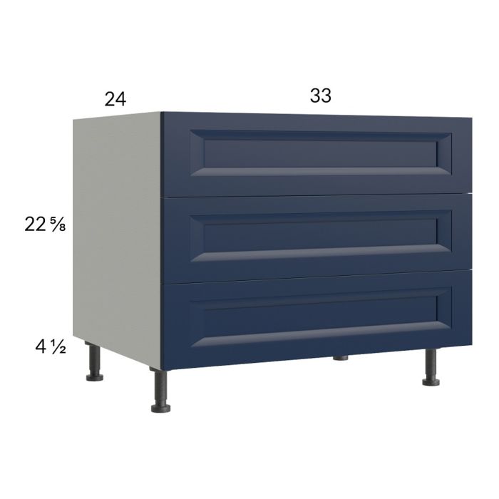 RTA Harbor Navy 33" 3-Drawer Desk Base Cabinet