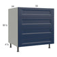 RTA Harbor Navy 33" 3-Drawer Range Base Cabinet with 1 False Drawer Front with 1 Finished End Panel
