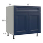 RTA Harbor Navy 33" Base Cabinet with 2 Finished End Panels