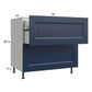RTA Harbor Navy 36" 2-Drawer Base Cabinet with 1 Inner Drawer with 1 Finished End Panel