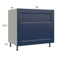 RTA Harbor Navy 36" 2-Drawer Range Base Cabinet with 2 Finished End Panels
