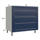 RTA Harbor Navy 36" 4-Drawer Base Cabinet with 1 Finished End Panel