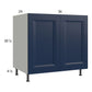 RTA Harbor Navy 36" Full Height Door Base Cabinet with 1 Finished End Panel