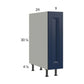 RTA Harbor Navy 9" Full Height Door Base Pullout Cabinet with 1 Finished End Panel