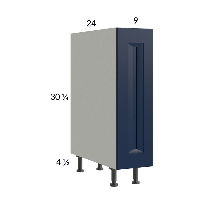 RTA Harbor Navy 9" Full Height Door Base Pullout Cabinet with 1 Finished End Panel