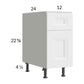 RTA Harbor White 12" 2-Drawer Desk Base Cabinet with 1 Finished End Panel