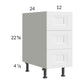 RTA Harbor White 12" 3-Drawer Desk Base Cabinet with 1 Finished End Panel