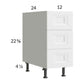 RTA Harbor White 12" 3-Drawer Desk Base Cabinet with 1 Finished End Panel
