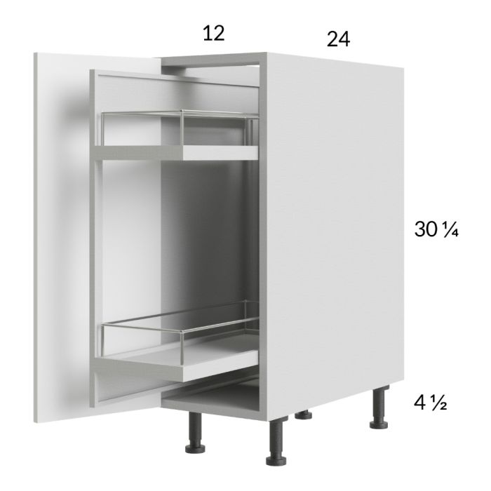 RTA Harbor White 12" Full Height Door Base Pullout Cabinet