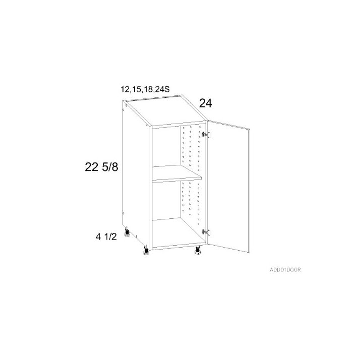 RTA Harbor White 12" Full Height Door Desk Base Cabinet with 1 Finished End Panel