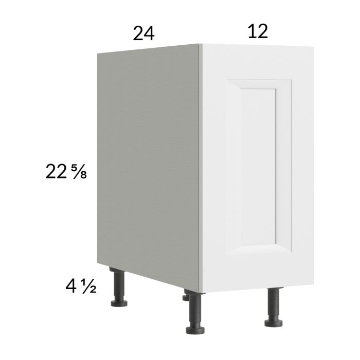 RTA Harbor White 12" Full Height Door Desk Base Cabinet with 2 Finished End Panels