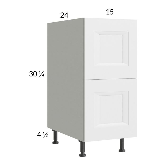 RTA Harbor White 15" 2-Drawer Base Cabinet with 1 Inner Drawer