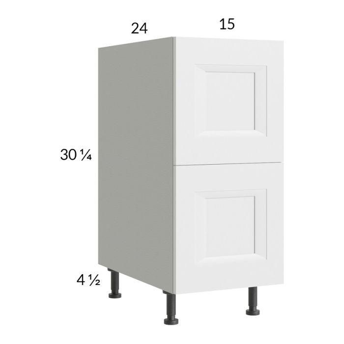 RTA Harbor White 15" 2-Drawer Base Cabinet with 2 Finished End Panels