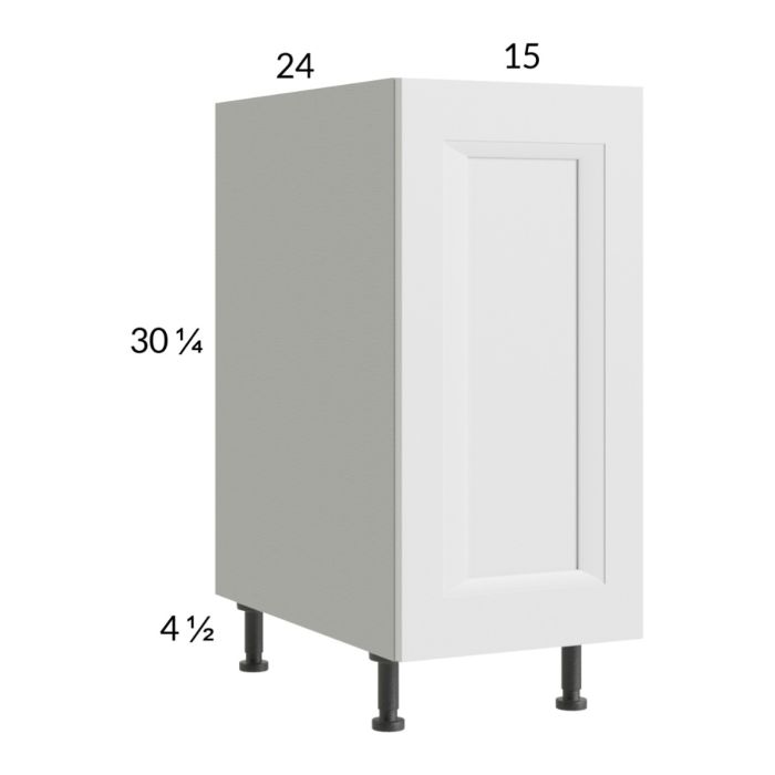RTA Harbor White 15" Full Height Door Base Cabinet with 1 Finished End Panel