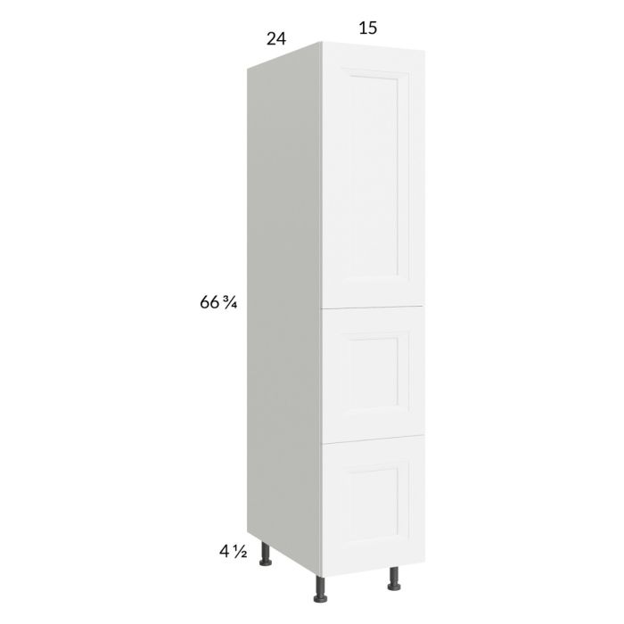 RTA Harbor White 15" x 71-1/4" Utility Cabinet with 1 Door and 2 Drawers with 2 Finished End Panels