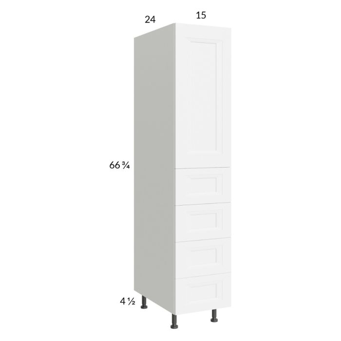 RTA Harbor White 15x71-1/4 Utility Cabinet with 1 Door and 4 Drawers with 1 Finished End Panel