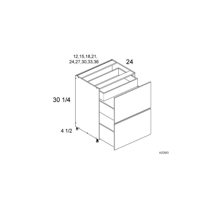 RTA Harbor White 18" 2-Drawer Base Cabinet with 1 Inner Drawer