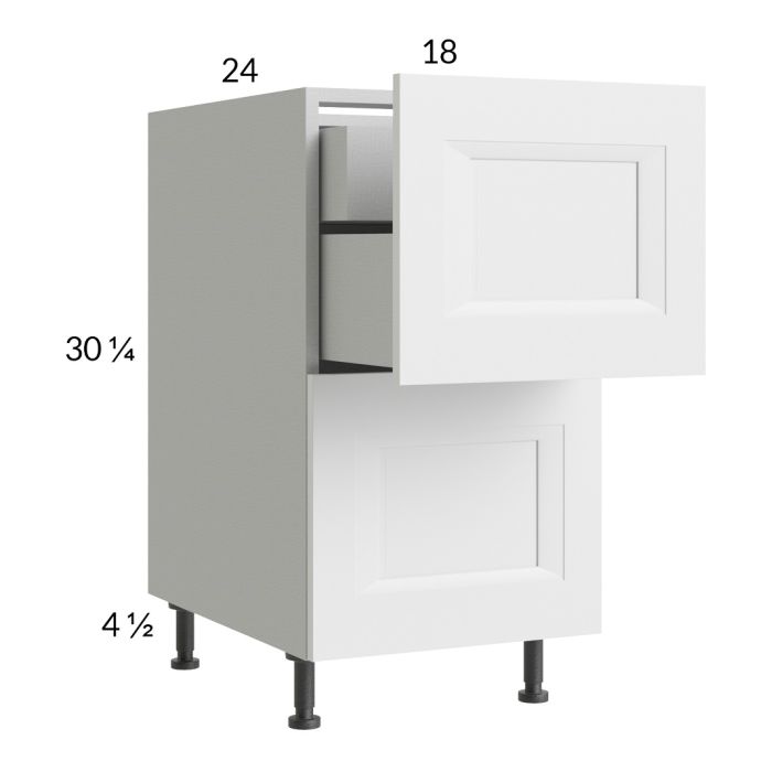 RTA Harbor White 18" 2-Drawer Base Cabinet with 1 Inner Drawer