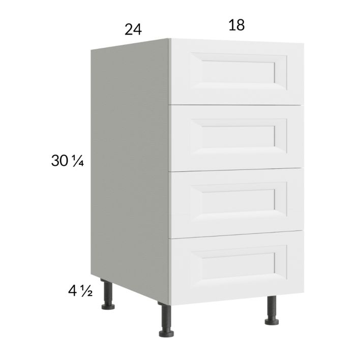 RTA Harbor White 18" 4-Drawer Base Cabinet with 2 Finished End Panels