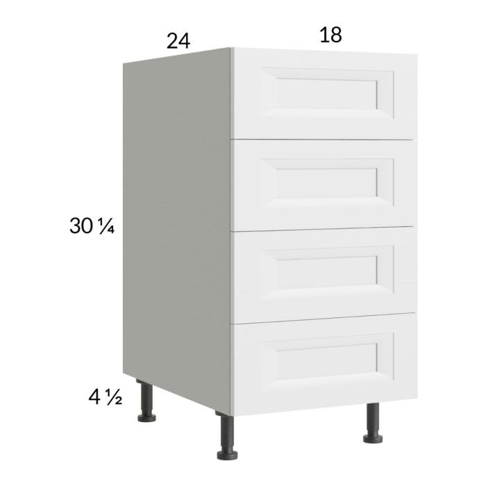 RTA Harbor White 18" 4-Drawer Base Cabinet with 2 Finished End Panels