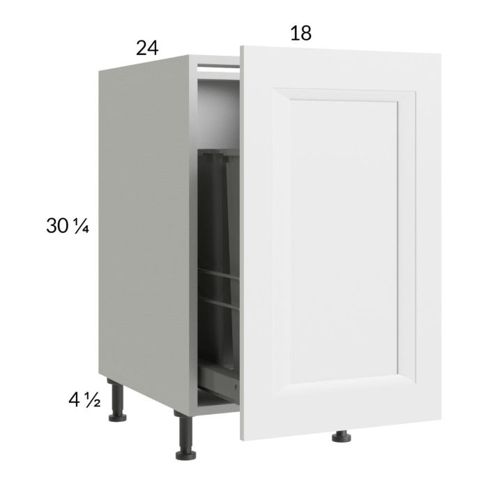 RTA Harbor White 18" Full Height Door Base Cabinet with Single Trashcan Pullout