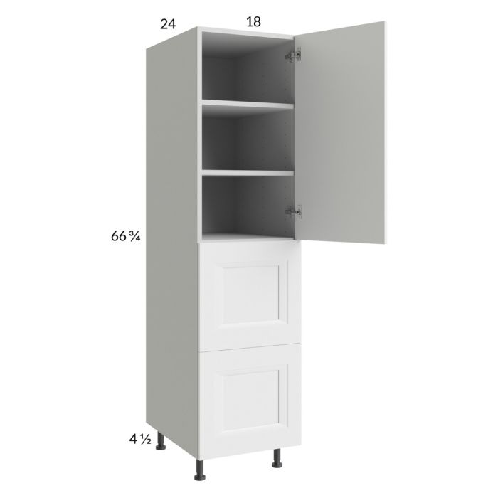 RTA Harbor White 18" x 71-1/4" Utility Cabinet with 1 Door and 2 Drawers with 1 Finished End Panel