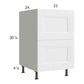 RTA Harbor White 21" 2-Drawer Base Cabinet with 1 Finished End Panel