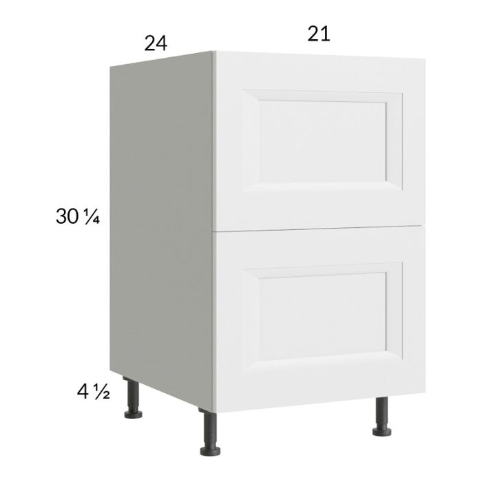 RTA Harbor White 21" 2-Drawer Base Cabinet with 1 Finished End Panel