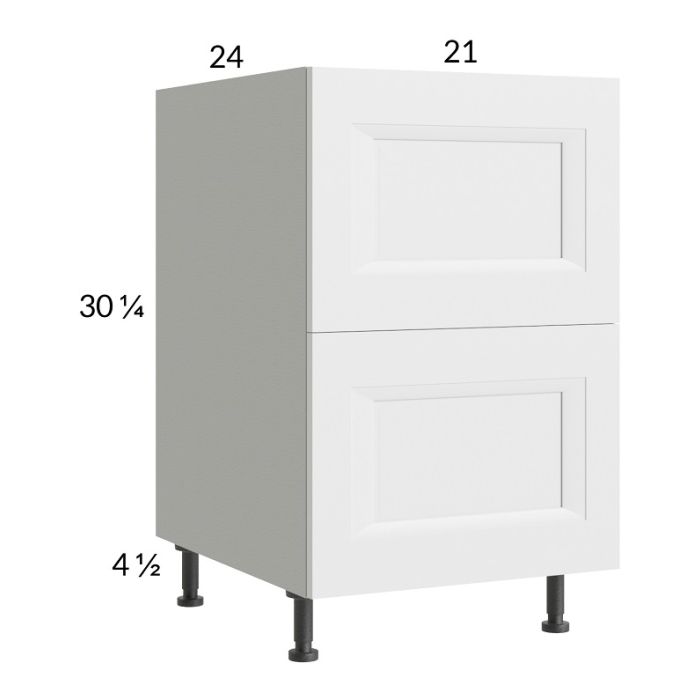 RTA Harbor White 21" 2-Drawer Base Cabinet with 1 Finished End Panel