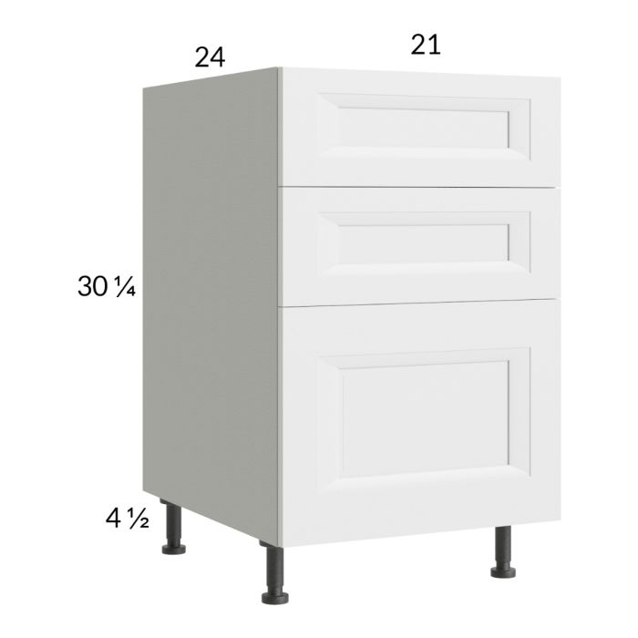 RTA Harbor White 21" 3-Drawer Base Cabinet