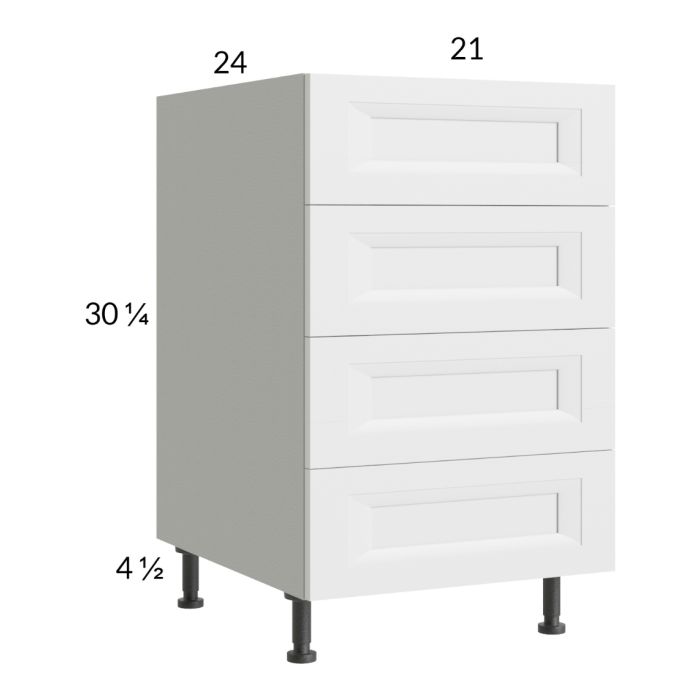 RTA Harbor White 21" 4-Drawer Base Cabinet with 2 Finished End Panels