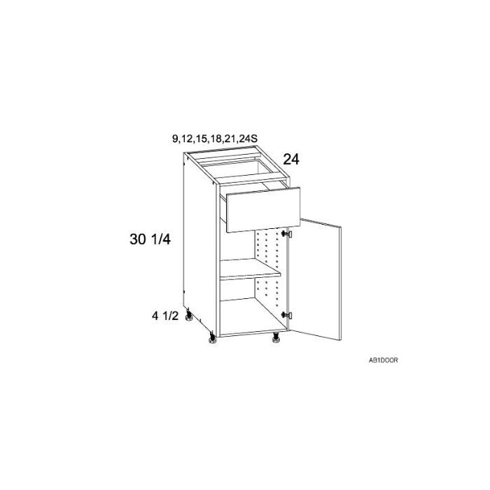 RTA Harbor White 21" Base Cabinet with 1 Finished End Panel